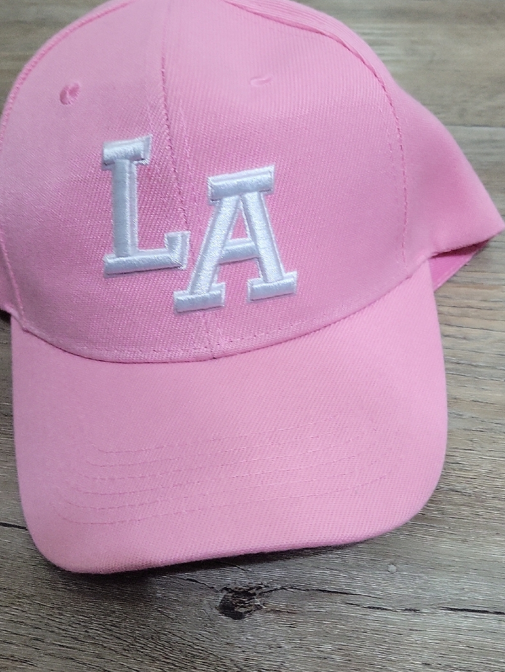 Source Unknown Pink LA Baseball Cap with White Embroidery